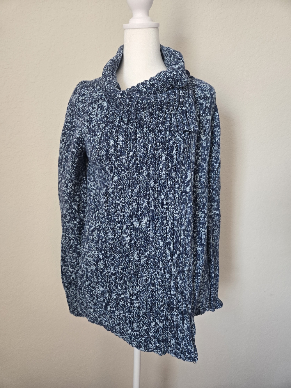 Ann Taylor Navy Marled Cowl Neck Sweater